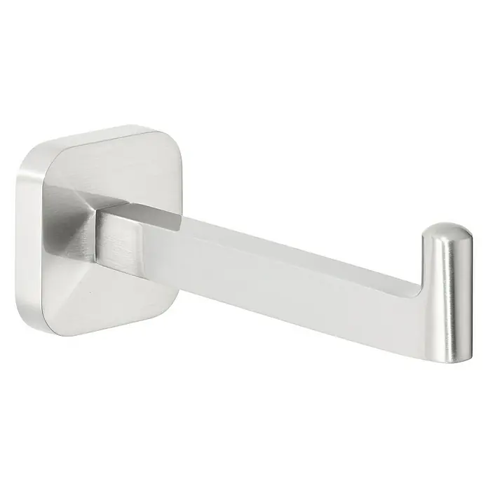 Tesa Esteetic Ersatzpapierrollenhalter - Edelstahl, Glänzend - Elegante Nahaufnahme eines modernen, silberfarbenen Wandhakens. Ideal für Bad oder Flur, vereint Funktionalität mit minimalistischem Design.