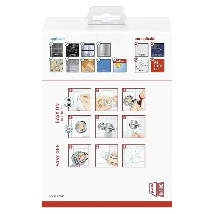 Tesa Esteetic Seifenspender - Mit Halterung, Satiniert/Chrom, Glänzend - Montageanleitung für einen Handtuchhalter. Geeignet für Fliesen, Marmor, Glas, Metall, Stein, Zement, Holz und Kunststoff. Nicht geeignet für Tapeten.
