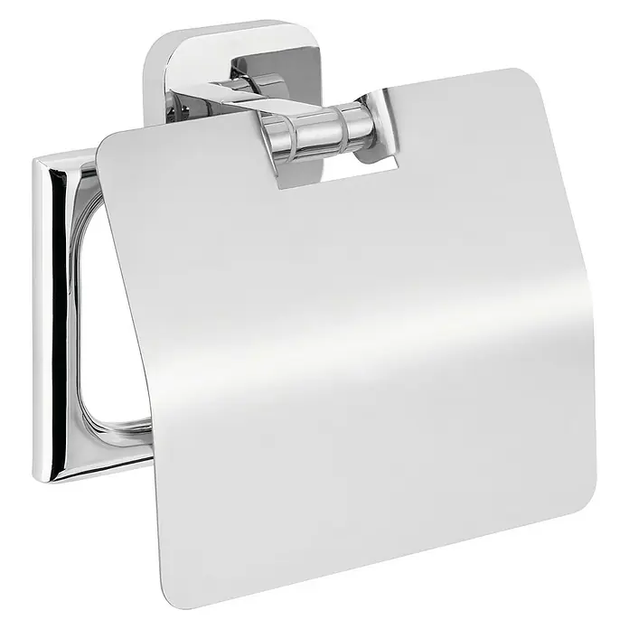 Tesa Elegaant Toilettenpapierhalter - Mit Deckel, Chrom, Glänzend - Ein glänzender, verchromter Toilettenpapierhalter mit Abdeckung für stilvolle Badezimmer.