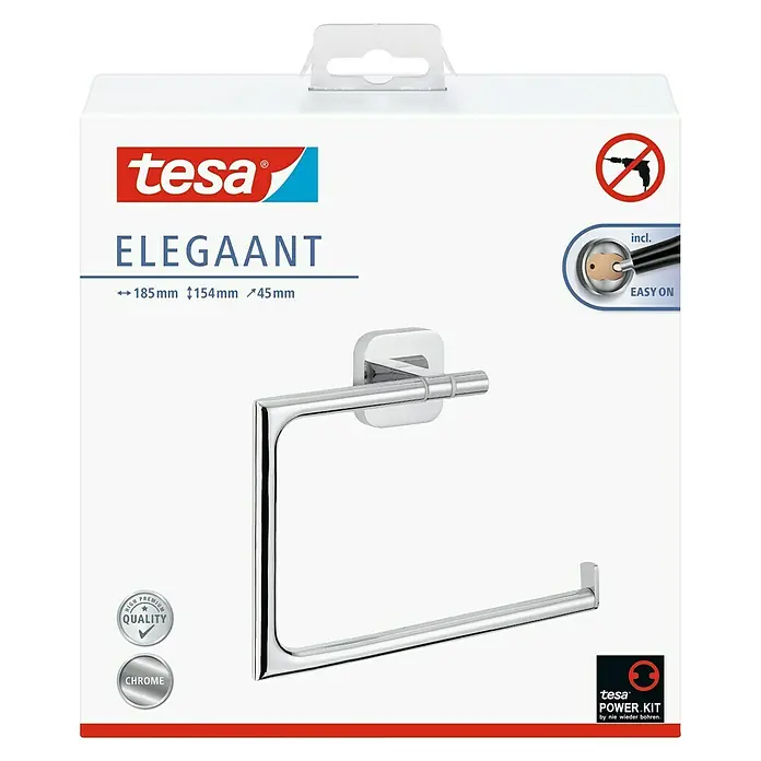 Tesa Elegaant Handtuchring - Chrom - Tesa Elegaant: Ein verchromter, selbstklebender Handtuchring zur Wandmontage ohne Bohren.