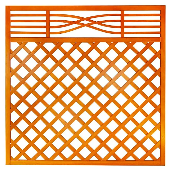 Andrewex Sichtschutzelement Malaga - B x H: 180 x 180 cm, 180 x 180 cm, Pinie - Holzpaneel mit dekorativem Gittermuster und wellenförmigen Elementen, ideal als Sichtschutz oder Gartenelement.