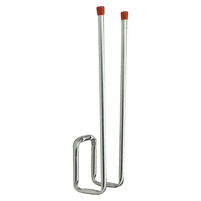 Connex Colgador para herramientas - L x An x Al: 12 x 9 x 39,5 cm, Carga soportada: 40 kg - Gancho de pared metálico con tapas rojas, perfecto para el almacenamiento y la organización de objetos en el garaje o taller.