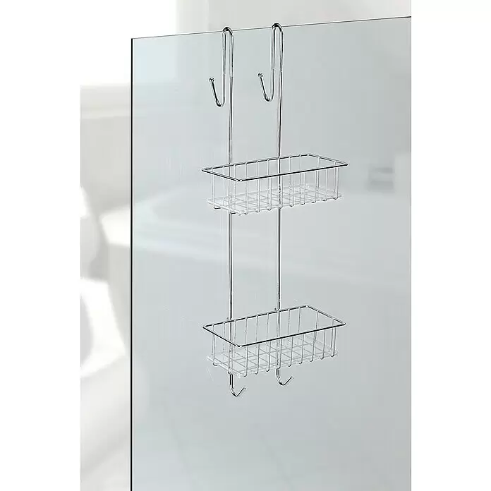 Wenko Duschkorb Aldo - 20 x 24,5 x 70 cm, 2-stöckig, Edelstahl - Anwendungsbeispiel