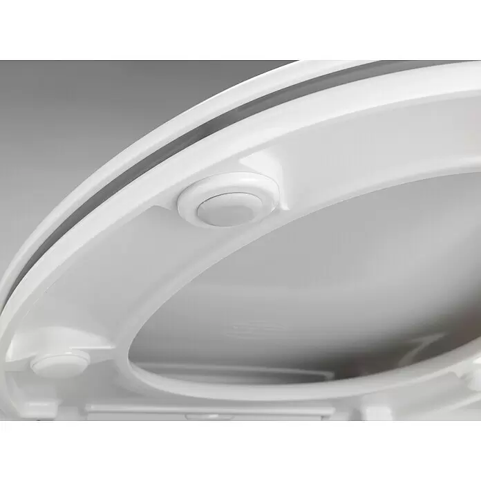Wenko WC-Sitz Rieti - Kunststoff, Weiß, Mit Absenkautomatik - Weiße Toilettensitzunterseite mit integriertem Absenkautomatik-Mechanismus.