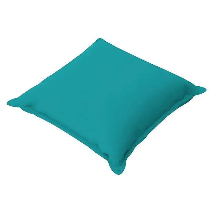 Doppler Kissen Look - L x B x H: 40 x 40 x 14 cm, Türkis, Polyester - Nahaufnahme eines türkisblauen Kissens, das eine entspannende und stilvolle Atmosphäre in jeden Raum bringt.