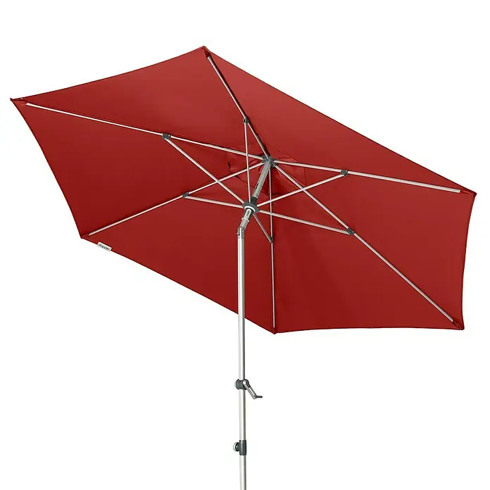 Doppler Expert Marktschirm rund Auto Tilt - Bordeaux, Durchmesser Bespannung: 320 cm - Roter rechteckiger Gartenschirm mit Aluminiumgestell. Ideal für Terrasse oder Garten.