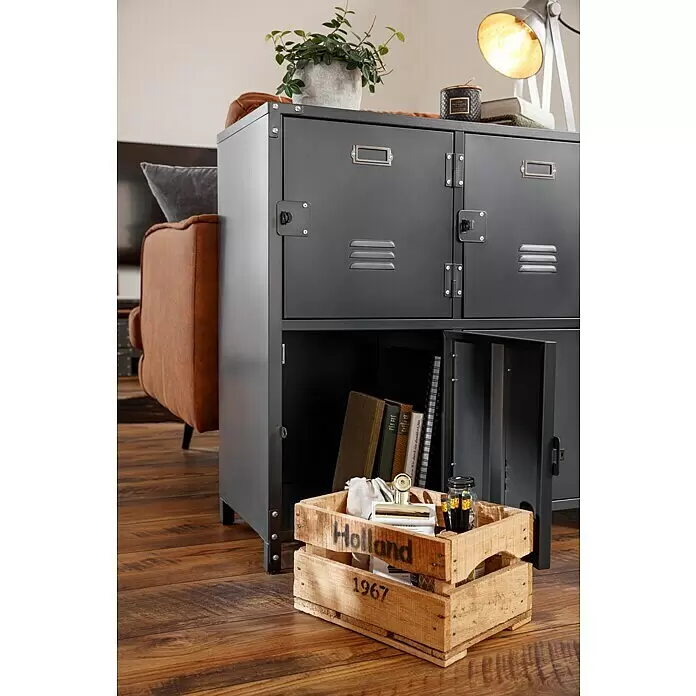 Metall-Mehrzweckschrank Vintage Industrial Style - 35 x 75 x 82,5 cm, Anzahl Türen: 4 Stk., Anzahl Fächer: 4 Stk. - Stimmungsaufnahme