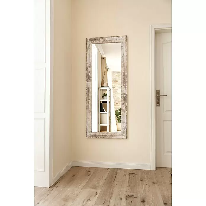Rahmenspiegel Jyvaskyla - 60 x 148 cm, Holz/Weiß, Holz - Stimmungsaufnahme
