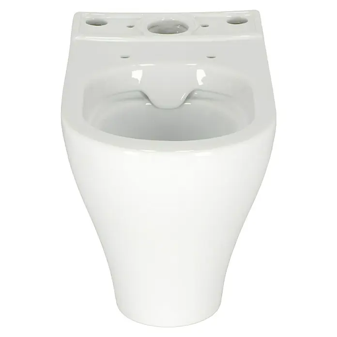 Camargue San Francisco Taza de WC - Sin borde de descarga, Salida WC: Horizontal, Blanco - Primer plano de un inodoro de cerámica blanca, destacando el acabado liso y el diseño moderno del aparato sanitario.