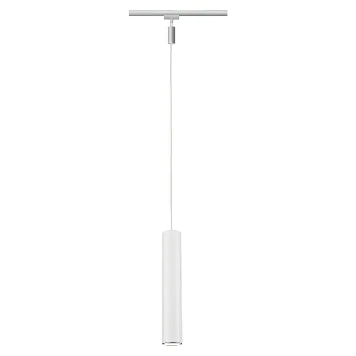 Paulmann URail Pendelleuchte Catalejo - Chrom matt, Höhe: 160 cm - Weiße Hängeleuchte mit zylindrischem Schirm, ideal für moderne Innenräume. Elegantes Design und stimmungsvolle Beleuchtung.