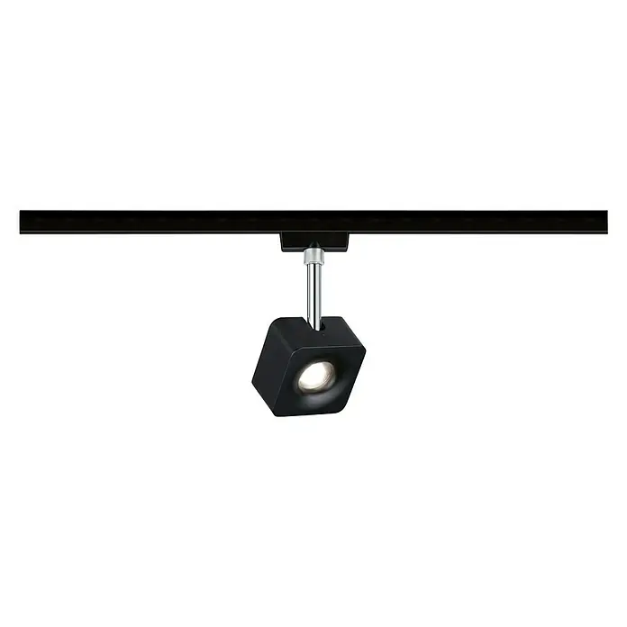 Paulmann URail LED-Spot Cube - 8 W, Schwarz, L x B x H: 47 x 77 x 165 mm - Eine moderne schwarze Schienenleuchte, die ein fokussiertes Licht ausstrahlt. Ideal für die Akzentbeleuchtung in jedem Raum.