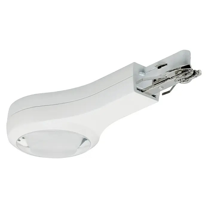 Paulmann URail Endkappe LED - Weiß, 5,8 W, L x B x H: 141 x 57 x 27 mm - Nahaufnahme einer weißen Leselampe mit Clip, die sich ideal für Bücher oder Nachttische eignet und eine komfortable Beleuchtung bietet.