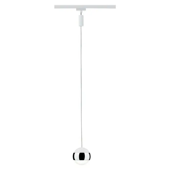 Paulmann URail LED-Pendelleuchte Capsule II - Warmweiß, Weiß, Chrom, Ø x H: 87 mm x 130 cm - Elegante Hängelampe mit einer klaren Kugel und minimalistischem Design, ideal für moderne Innenräume. Stilvolle Beleuchtung für Ihr Zuhause.