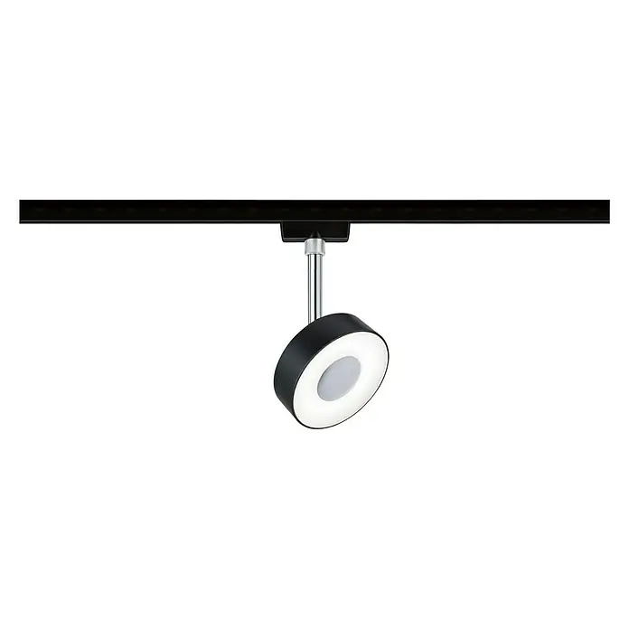 Paulmann URail LED-Spot Circle - 5 W, Schwarz, Chrom, Neutralweiß - Moderne LED-Schienenleuchte in Schwarz und Weiß. Das Licht ist hell und sorgt für eine gute Ausleuchtung im Raum.
