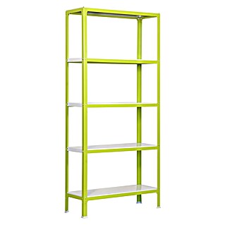 Simonrack Simonhome Metallregal Click Metall Plus (H x B x T: 180 x 100 x 30 cm, Traglast pro Boden: 150 kg, Anzahl Böden: 5 Stk., Stecken, Grün/Weiß)