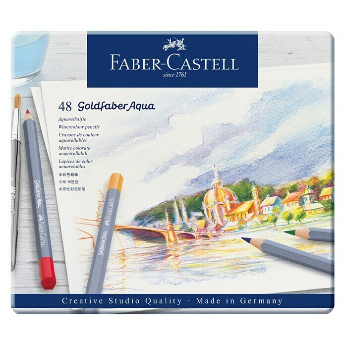 Faber-Castell Aquarellstift-Set Goldfaber Aqua48 Stk., Mehrfarbig, Strichstärke: 3,3 mm Front View