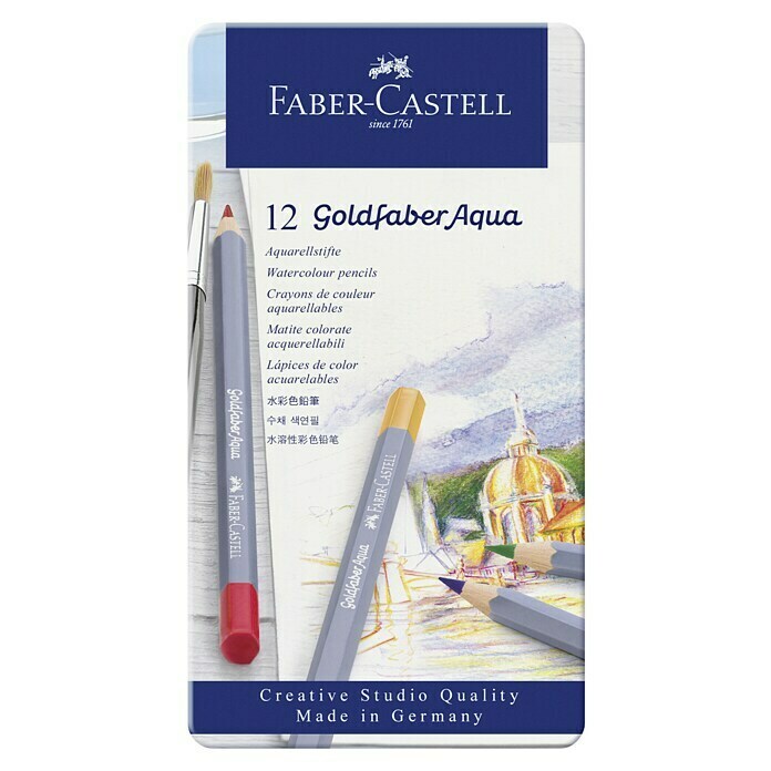 Faber-Castell Aquarellstift-Set Goldfaber Aqua12 Stk., Mehrfarbig, Strichstärke: 3,3 mm Front View