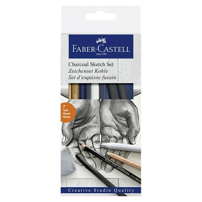 Faber-Castell Zeichenstift-Set Kohle5 Stk., Mehrfarbig, Strichstärke: 6 mm - 11 mm Front View