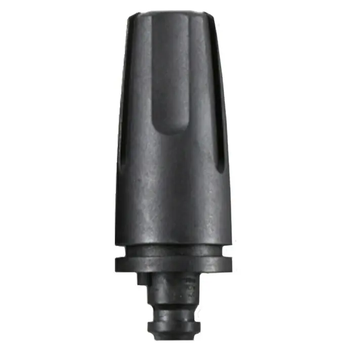 Nilfisk Boquilla Tornado PR Red2 - Específico para hidrolimpiadoras Nilfisk - Primer plano de un grifo negro con ranuras.