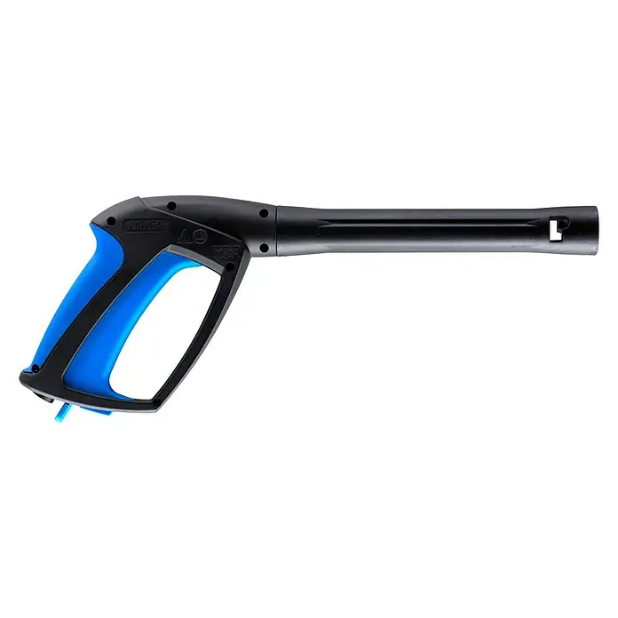 Nilfisk Pistola de alta presión G4 - Específico para: Limpiadoras de alta presión Nilfisk - La imagen muestra una pistola de limpieza a alta presión Nilfisk con mango azul y cuerpo negro.