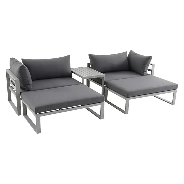 Sunfun Hannah Loungemöbel-Set - 5 -tlg., Aluminium, Grau - Graues Outdoor-Loungeset mit Aluminiumrahmen und bequemen Kissen, ideal für Garten oder Terrasse.