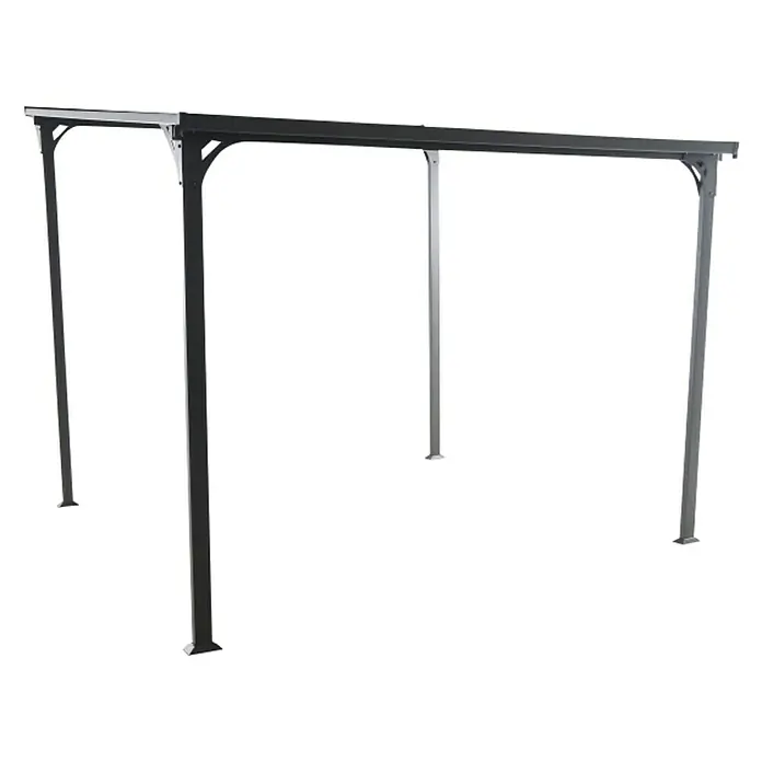 Sunfun Pérgola adosada Chipre - An x Pr: 300 x 300 cm, Antracita, Acero, Color del techo: Antracita - Pérgola de diseño moderno con estructura negra, ideal para el jardín o la terraza como protección solar.