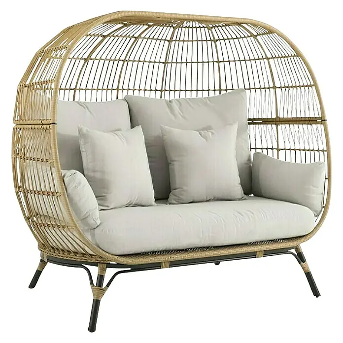 Garten-Loungesessel Ruhekokon (B x T x H: 100 x 98 x 142 cm, Metall, Kunststoffgeflecht, Schwarz)