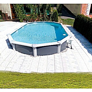 KWAD Stahlwand-Pool Supreme Design Oval (L x B x H: 610 x 370 x 132 cm, Anthrazit, 29 000 l)