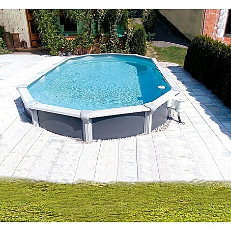 KWAD Stahlwand-Pool Supreme Design Oval (L x B x H: 765 x 460 x 132 cm, Anthrazit, 45 000 l)