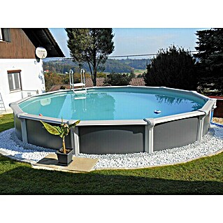 KWAD Stahlwand-Pool Design Rund (Ø x H: 550 x 132 cm, Anthrazit, 31 000 l)