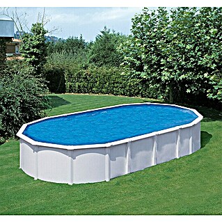 KWAD Stahlwand-Pool Supreme All Inclusive White (L x B x H: 610 x 370 x 132 cm, Weiß, 28 000 l, Blaue Innenfolie)