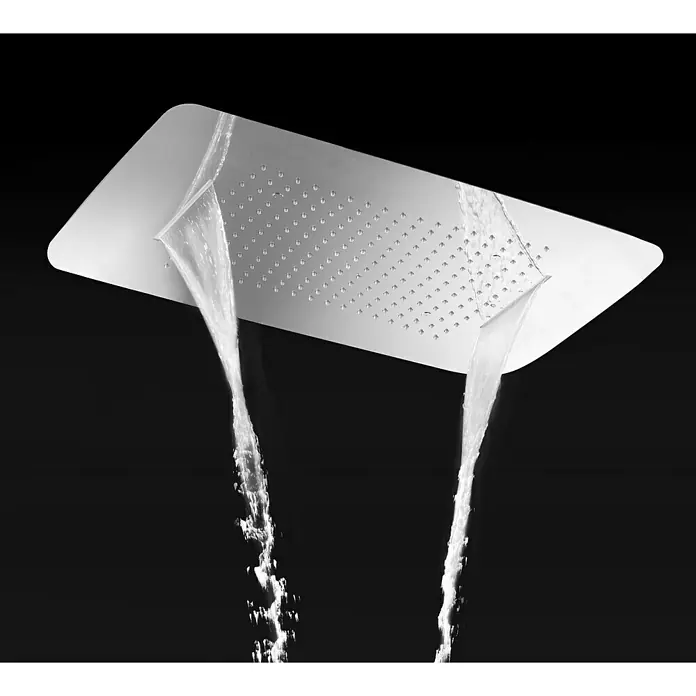 Imex Sistema de ducha empotrado Sumatra con premarco - Cromo - Moderno rociador de ducha de lluvia con diseño rectangular y chorro de agua que cae suavemente para una experiencia relajante.