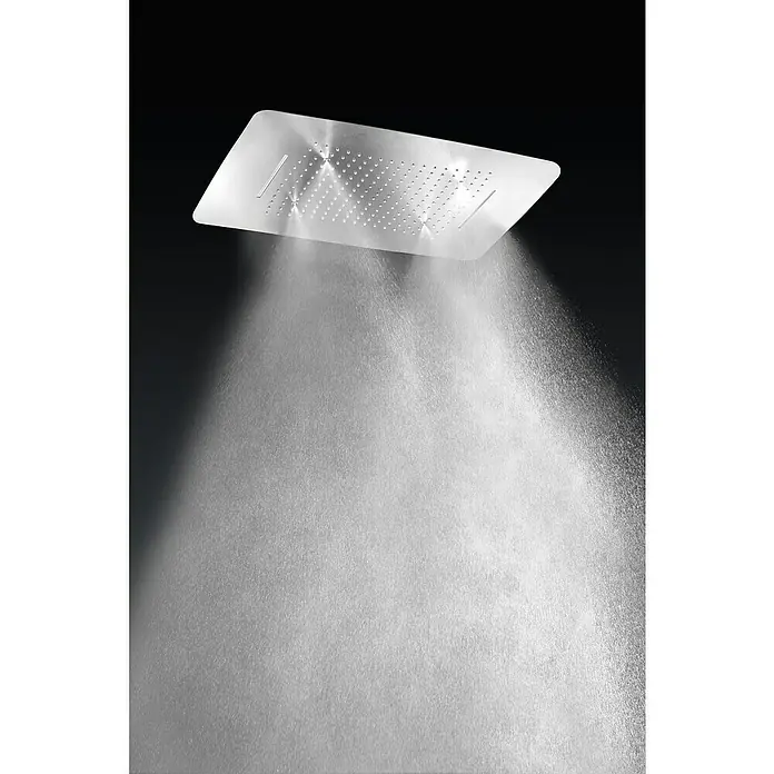 Imex Sistema de ducha empotrado Sumatra con premarco - Cromo - Un elegante panel de ducha plateado con un diseño moderno, que ofrece un flujo de agua relajante y uniforme para una experiencia de ducha de lujo.