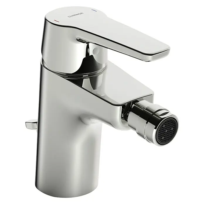 Hansa Polo Bidetarmatur - Chrom, Glänzend - Diese Nahaufnahme zeigt einen glänzenden, modernen HANSA Bidet-Wasserhahn mit Einhebelmischer, der Eleganz und Funktionalität vereint.