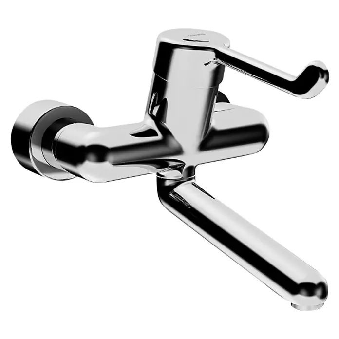 Hansa Medipro Waschtischarmatur - Chrom, Glänzend, Ausladung Armatur: 246 mm, Mit Objekt-Sicherheitshebel - Glänzender Wasserhahn aus Chrom mit schlankem Design. Ideal für moderne Badezimmer.