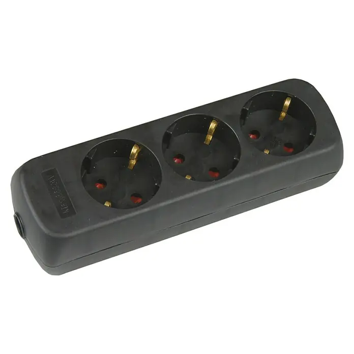UniTEC Steckdosenleiste ohne Kabel - 3-fach, Schwarz, Ohne Schalter - Eine Dreifach-Steckdosenleiste in Schwarz, ideal für den Einsatz im Haushalt oder Büro, um mehrere Geräte gleichzeitig anzuschließen.