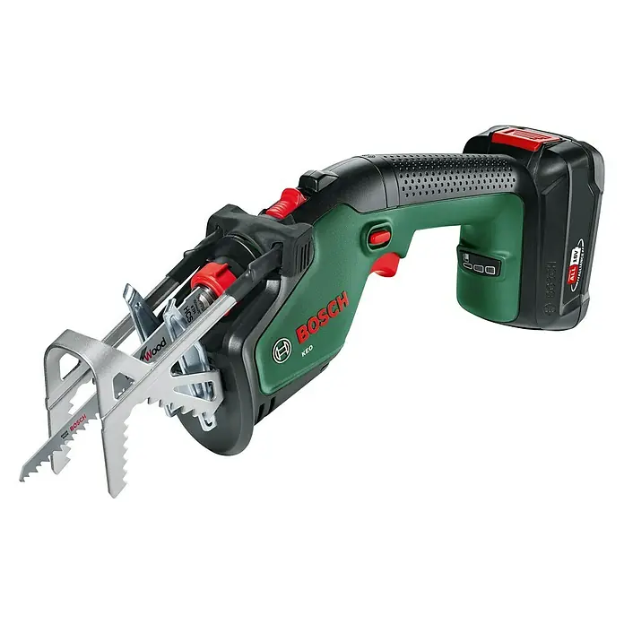 Bosch Power for All 18V Gartensäge Keo - 18 V, Li-Ionen, 1 Akku - Die Bosch Keo Akku-Gartensäge ist ein praktisches Werkzeug für müheloses Schneiden von Ästen und kleineren Bäumen im Garten.