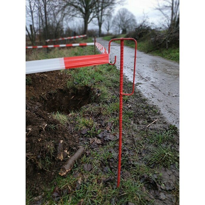 Absperrleinenhalter1,25 m, Sicherheitsbügel, Rot, Geschmiedet Use Shot