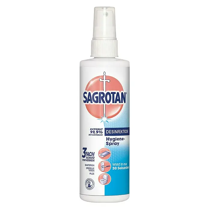 Sagrotan Hygienespray Desinfektion - 250 ml, Sprühflasche - Sagrotan Hygiene-Spray zur Desinfektion mit Dreifachschutz gegen Bakterien, Viren und Pilze, wirkt in 30 Sekunden.