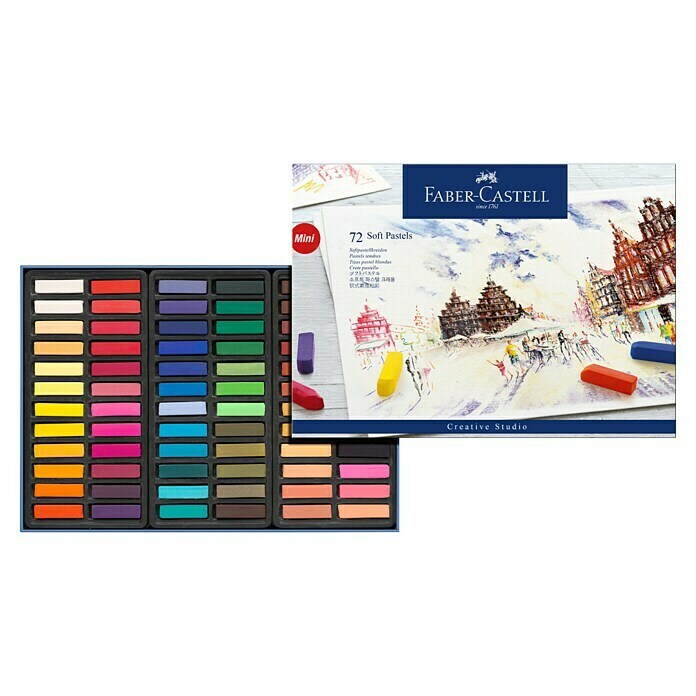 Faber-Castell Pastellkreiden-Set Soft Pastels Set MiniFarbig sortiert, 72 -tlg. View From Above