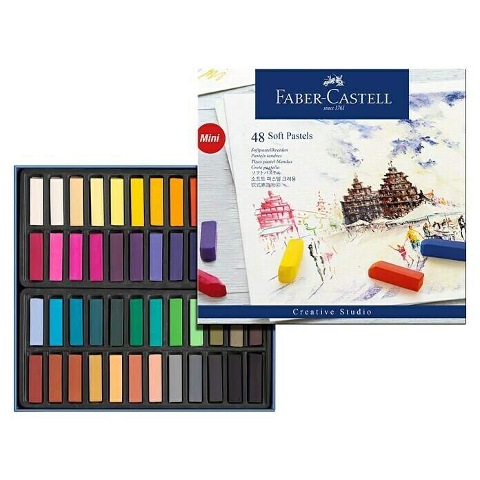 Faber-Castell Pastellkreiden-Set Soft Pastels Set MiniFarbig sortiert, 48 -tlg. View From Above