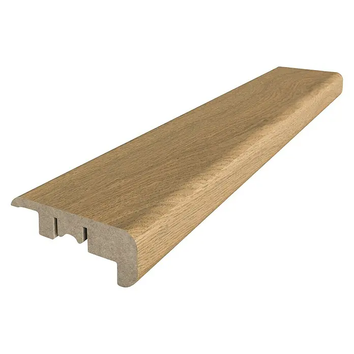 Perfil de escalera roble gris - 2,4 m x 50 mm x 20 mm - Nariz de escalera laminada clara para una transición elegante. Perfecto para renovaciones y obra nueva, ofrece una solución limpia y estética.