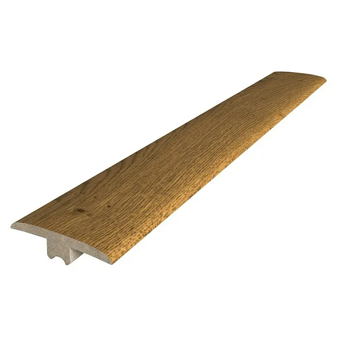 Perfil de juntas de dilatación roble whisky - 2,4 m x 44 mm x 10 mm, Pegado - Listón de perfil de madera con sección transversal en forma de T para pavimentos. Ideal para transiciones entre diferentes tipos de suelo.