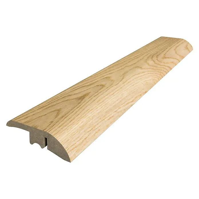 Perfil de transición roble blanco - 2,4 m x 44 mm x 10 mm, Pegado - Perfil de transición de madera clara para suelos, ideal para conectar diferentes alturas y cubrir juntas de expansión.