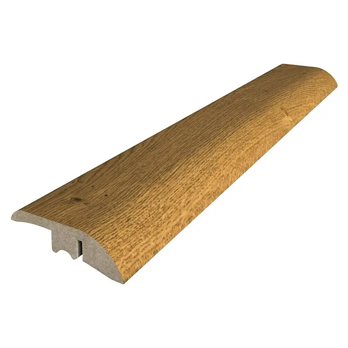 Perfil de transición roble whisky - 2,4 m x 44 mm x 10 mm, Pegado - Listón de perfil de madera. La tira de transición tiene un aspecto de madera y sirve de compensación entre los revestimientos del suelo.