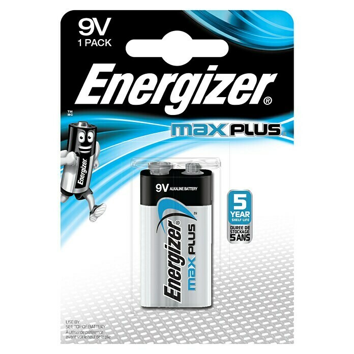 Energizer Batterie Max PlusAlkali-Mangan, 9-Volt-Block, 1 Stk. Front View