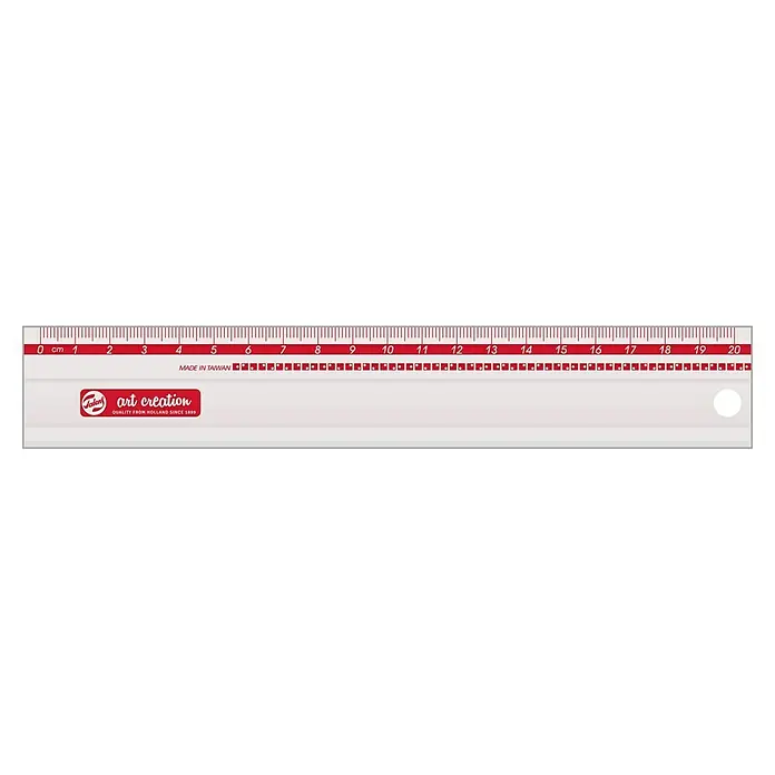 Talens Art Creation Regla metálica Antideslizante - Largo: 40 cm - Regla Art Creation de 20 cm con escala centimétrica roja, ideal para mediciones precisas en proyectos de arte y tareas de oficina.