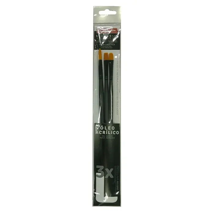 Talens Art Creation Set de pinceles de cerdas Óleo/Acrílico L - 3 pzs. - Juego de tres pinceles para pintura al óleo y acrílico en un embalaje transparente. Ideal para artistas que pintan con óleos y acrílicos.