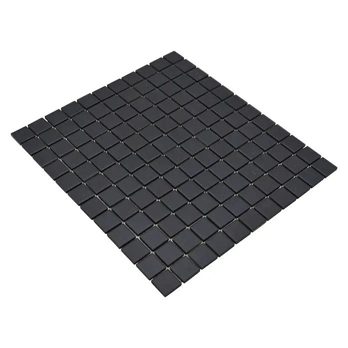 Mosaikfliese Quadrat Uni AT 891 - 32,6 x 30 cm, Schwarz, Matt - Quadratische, schwarze Mosaikfliesen auf einem Blatt für Wand- und Bodenanwendungen. Ideal für Badezimmer und Küchen.