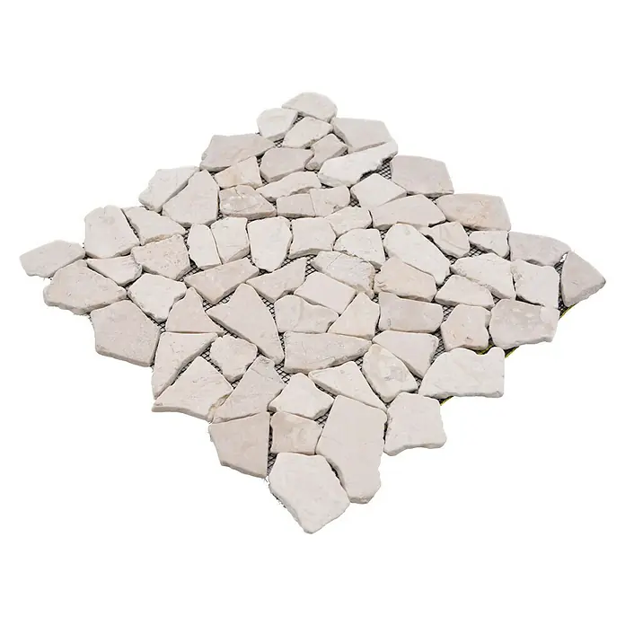 Mosaikfliese Uni CIOT 30/100 - 30,5 x 30,5 cm, Weiß, Matt - Bodenbelag aus Natursteinmosaik, ideal für stilvolle Innen- und Außenbereiche. Die unregelmäßigen Steine schaffen eine rustikale und elegante Optik.